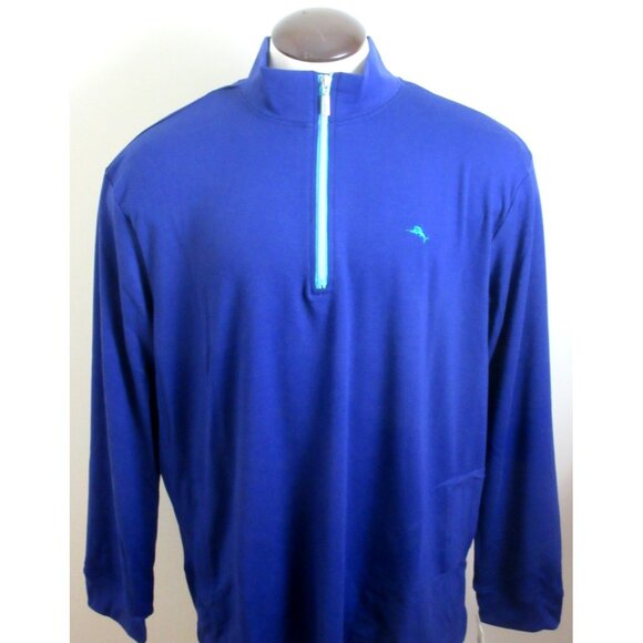 Tommy Bahama Men's 1/4 Zip Mock Neck Pullover Sweatshirt Blue Turquoise NWT - Picture 1 of 5